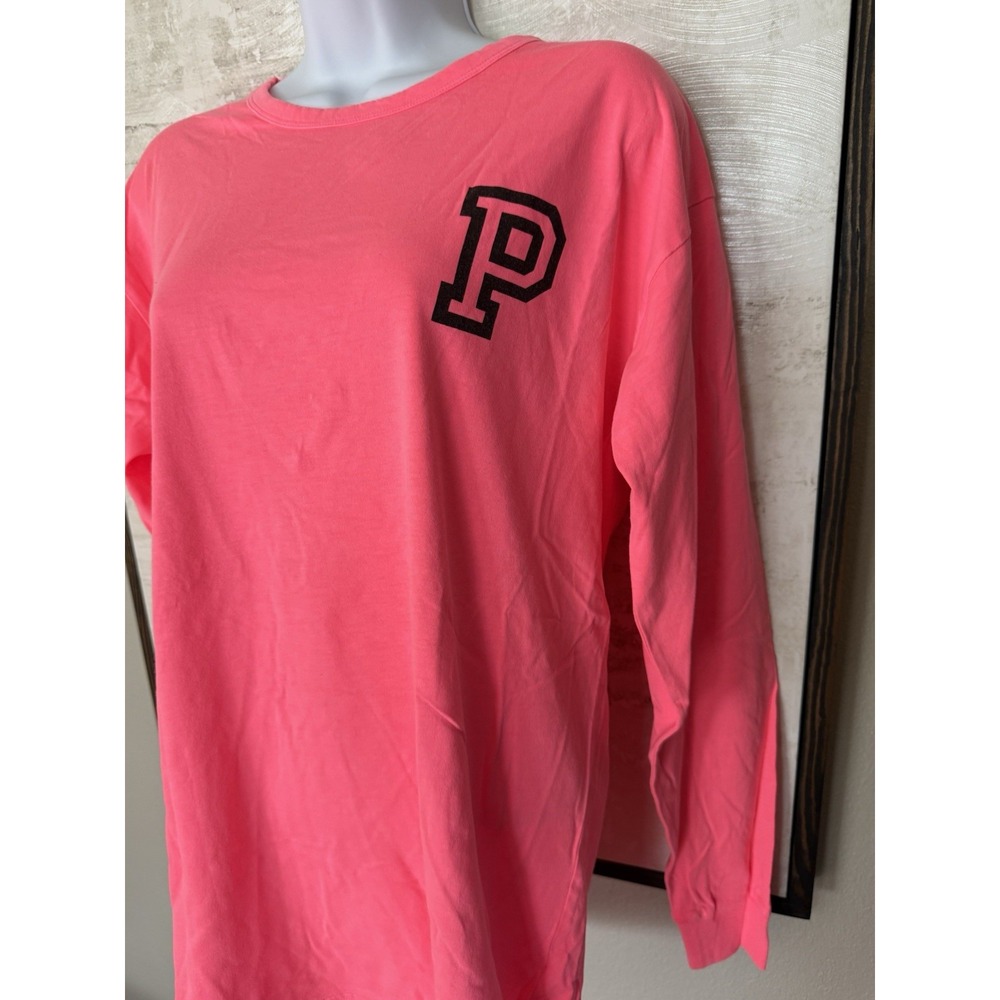 Victorias Secret PINK Bright Coral Long Sleeve Shirt Open Back Small NEW w/ TAGS - Picture 2 of 10